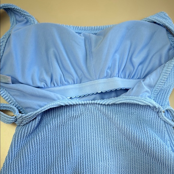 Kona Sol Blue Ribbed One Piece Swimsuit - Picture 8 of 9